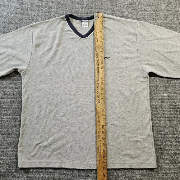Vintage Old Navy Ringer V-Neck Thermal XL Long Sleeve Retro 90s Y2K Gray Navy​ - Picture 6 of 7